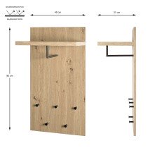 Wandgarderobe >54439< in eiche, schwarz, MDF,...