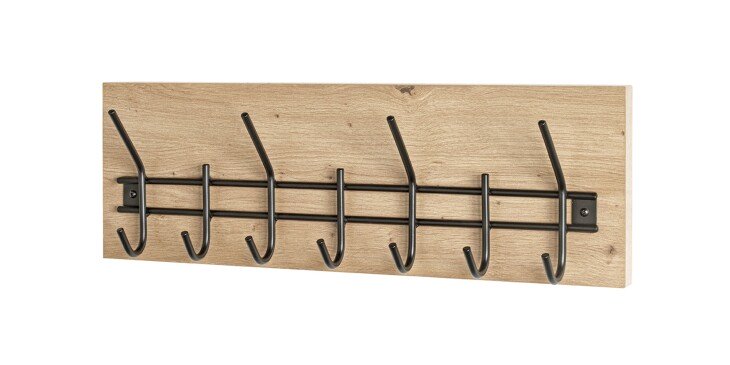 Wandgarderobe >54440< in eiche, schwarz, MDF, Metall - 60x20x10cm (BxHxT)