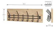 Wandgarderobe >54440< in eiche, schwarz, MDF, Metall - 60x20x10cm (BxHxT)