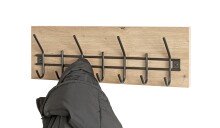 Wandgarderobe >54440< in eiche, schwarz, MDF, Metall - 60x20x10cm (BxHxT)