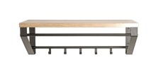 Wandgarderobe >54441< in eiche, schwarz, MDF, Metall - 70x23x30cm (BxHxT)