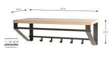 Wandgarderobe >54441< in eiche, schwarz, MDF,...