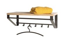 Wandgarderobe >54441< in eiche, schwarz, MDF, Metall - 70x23x30cm (BxHxT)