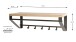 Wandgarderobe >54441< in eiche, schwarz, MDF, Metall - 70x23x30cm (BxHxT)