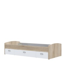 Einzelbett >MIA< in Sonoma Eiche , Weiss  - 94x50x203,5cm (BxHxT)