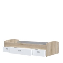 Einzelbett >MIA< in Sonoma Eiche , Weiss  - 94x50x203,5cm (BxHxT)