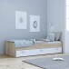 Einzelbett >MIA< in Sonoma Eiche , Weiss  - 94x50x203,5cm (BxHxT)