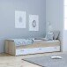 Einzelbett >MIA< in Sonoma Eiche , Weiss  - 94x50x203,5cm (BxHxT)