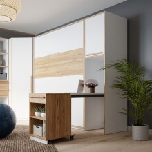 Mehrzweckregal >SMARTROOM< in Weiss / Catania Eiche  - 49,4x215x57,4cm (BxHxT)