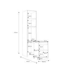 Mehrzweckregal >SMARTROOM< in Weiss / Catania Eiche  - 49,4x215x57,4cm (BxHxT)