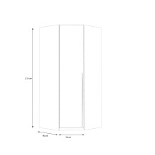 Eckkleiderschrank >SMARTROOM< in Weiss / Catania Eiche  - 94,1x215x94,1 (BxHxT)