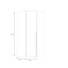 Eckkleiderschrank >SMARTROOM< in Weiss / Catania Eiche  - 94,1x215x94,1 (BxHxT)