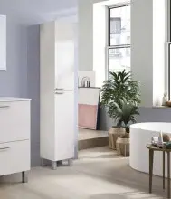 Hochschrank >KONCEPT< in weiß glänzend -...
