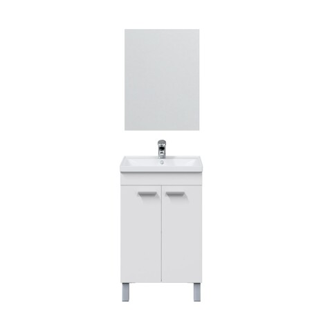 Waschbeckenunterschrank >KONCEPT 50< in weiß glänzend - 50x80x40 (BxHxT)