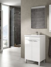 Waschbeckenunterschrank >KONCEPT 50< in weiß glänzend - 50x80x40 (BxHxT)