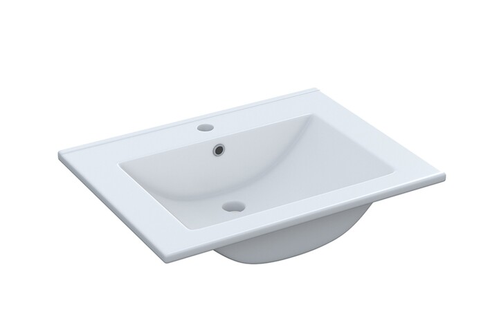 Waschbecken >Keramik 60< in Weiß, Keramik - 61x16x46cm (BxHxT)