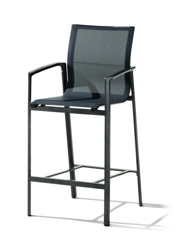 Barhocker >Bozen< in Silbergrau, Kunstfasergewebe - 58x111x62cm (BxHxT)