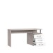 Schreibtisch >RONDINO< in Sandeiche / Weiss Glanz - 138x70,2x59,9cm (BxHxT)