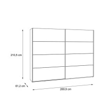Schiebetürenschrank >MODERN WAY< in Stabeiche / Weiss Matt - 270x210,5x61,2 cm (BxHxT)