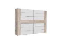 Kleiderschrank >RONDINO< in Sandeiche  / Weiss...
