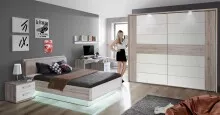 Kleiderschrank >RONDINO< in Sandeiche  / Weiss...