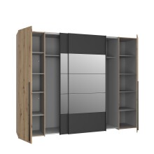 Kleiderschrank >RAYONG< in Artisan Eiche  / Schwarz  - 270,3x210x61,2cm (BxHxT)