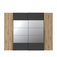 Kleiderschrank >RAYONG< in Artisan Eiche  / Schwarz  - 270,3x210x61,2cm (BxHxT)