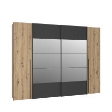 Kleiderschrank >RAYONG< in Artisan Eiche  / Schwarz  - 270,3x210x61,2cm (BxHxT)