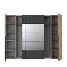 Kleiderschrank >RAYONG< in Artisan Eiche  / Schwarz  - 270,3x210x61,2cm (BxHxT)