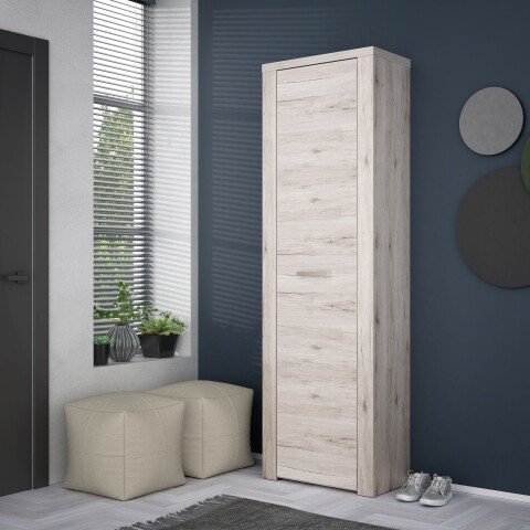 Garderobenschrank >PORTLAND< in Sandeiche  - 61,6x198,3x34,1cm (BxHxT)