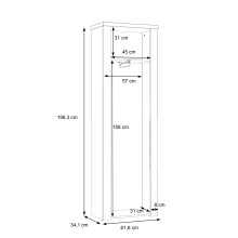 Garderobenschrank >PORTLAND< in Sandeiche  - 61,6x198,3x34,1cm (BxHxT)