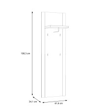Garderobenpaneel >PORTLAND< in Sandeiche - 61,6x198,3x34,1cm (BxHxT)