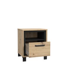 Beistelltisch >TRONDHEIM< in Artisan Eiche  / Schwarz Eiche