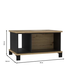 Couchtisch >TRONDHEIM< in Artisan Eiche / Schwarz Eiche  - 80x44,6x55cm (BxHxT)