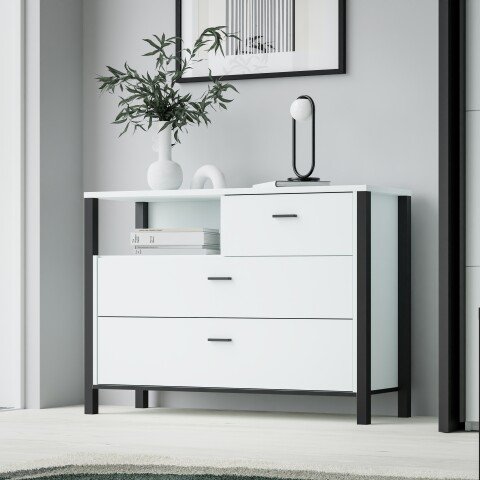 Schubkastenkommode >HIGH ROCK< in Secret grey  - 104,8x85,1x40,2cm (BxHxT)