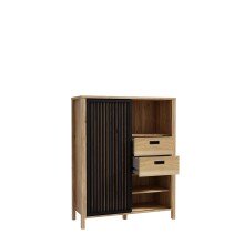 Highboard >JYTANA< in Mauvella Eiche   - 103,4x129,9x40,2cm (BxHxT)