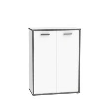 Kommode >KEFLAVIK< in Weiss / Uni Wolfram Grau  - 84,5x115,1x41,5cm (BxHxT)
