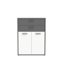 Kombikommode >KEFLAVIK< in Weiss / Uni Wolfram Grau  - 84,5x115,1x41,5cm (BxHxT)