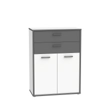 Kombikommode >KEFLAVIK< in Weiss / Uni Wolfram Grau  - 84,5x115,1x41,5cm (BxHxT)