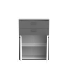 Kombikommode >KEFLAVIK< in Weiss / Uni Wolfram Grau  - 84,5x115,1x41,5cm (BxHxT)