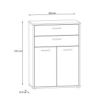 Kombikommode >KEFLAVIK< in Weiss / Uni Wolfram Grau  - 84,5x115,1x41,5cm (BxHxT)
