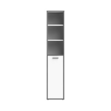 Standregal >KEFLAVIK< in Weiss / Uni Wolfram Grau  - 44,8x226,4x41,5cm (BxHxT)
