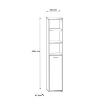 Standregal >KEFLAVIK< in Weiss / Uni Wolfram Grau  - 44,8x226,4x41,5cm (BxHxT)