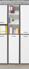 Standregal >KEFLAVIK< in Weiss / Uni Wolfram Grau  - 44,8x226,4x41,5cm (BxHxT)