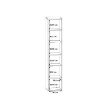 Standregal >KEFLAVIK< in Weiss / Uni Wolfram Grau  - 44,8x226,4x41,5cm (BxHxT)
