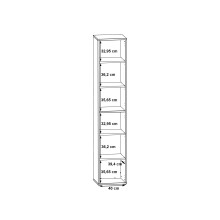 Standregal >KEFLAVIK< in Weiss / Uni Wolfram Grau  - 44,8x226,5x41,5cm (BxHxT)