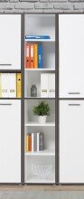 Standregal >KEFLAVIK< in Weiss / Uni Wolfram Grau  - 44,8x226,5x41,5cm (BxHxT)