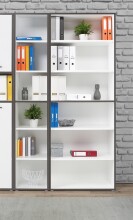 Standregal >KEFLAVIK< in Weiss / Uni Wolfram Grau  - 84,5x226,5x41,5cm (BxHxT)