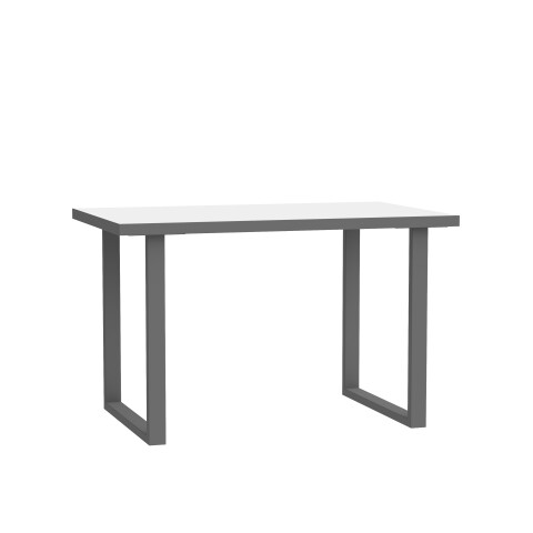 Schreibtisch >KEFLAVIK< in Weiß, Grau - 120x74,1x75cm (BxHxT)