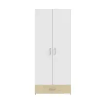 Kleiderschrank >ECONOBOX< in Weiss / Puccini Eiche...